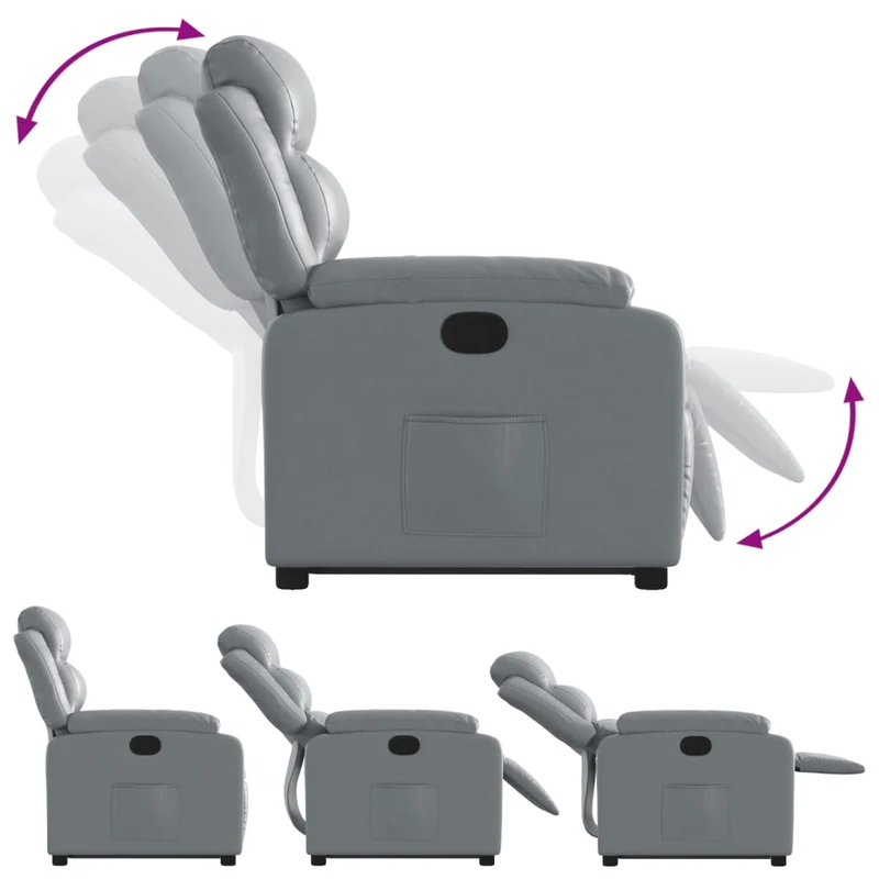 Fauteuil relax TV rembourrage confortable fonction de levage électrique en PVC gris DEC027987