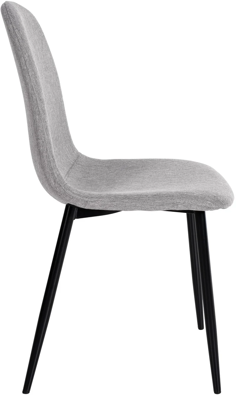 Lot de 4 chaises de salle à manger design simple avec pieds en métal noir assise en tissu gris clair 10_0001839