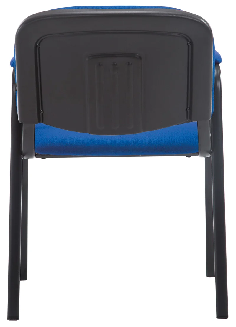 Chaise visiteur avec accoudoirs intégrés zone d'attente en tissu bleu piètement à 4 pieds en métal noir 10_0003384