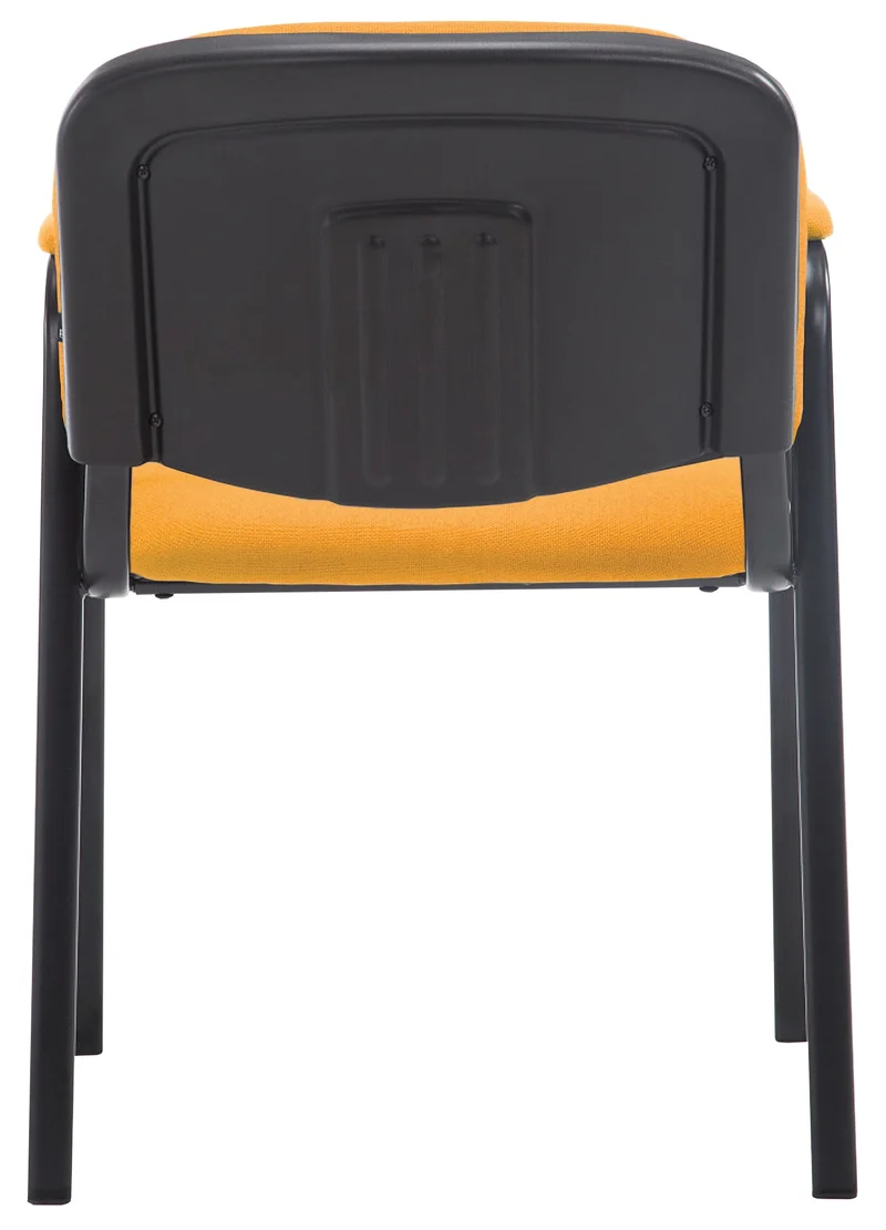 Chaise visiteur avec accoudoirs intégrés zone d'attente en tissu orange piètement à 4 pieds en métal noir 10_0003389