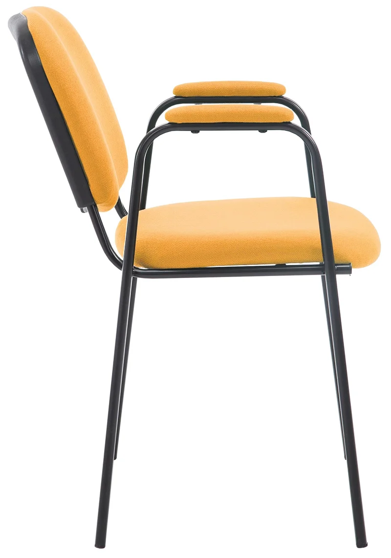 Chaise visiteur avec accoudoirs intégrés zone d'attente en tissu orange piètement à 4 pieds en métal noir 10_0003389