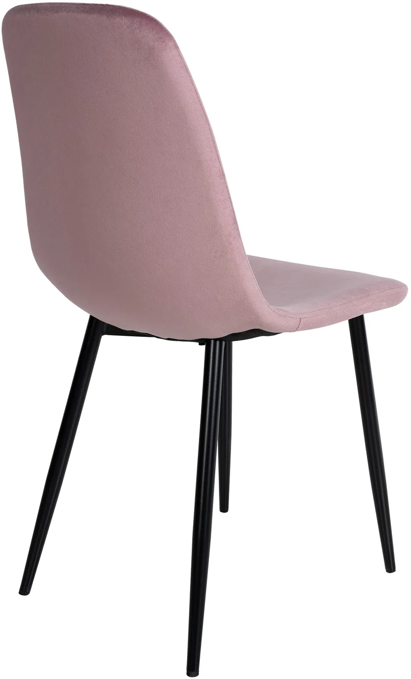 Chaise de salle à manger x1 design simple avec pieds en métal noir assise en velours rose 10_0002069