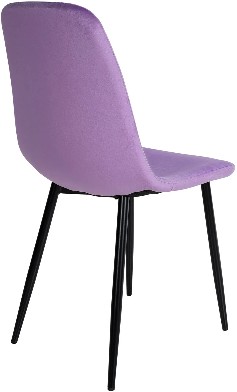 Chaise de salle à manger design simple avec pieds en métal noir assise en velours violet 10_0002066