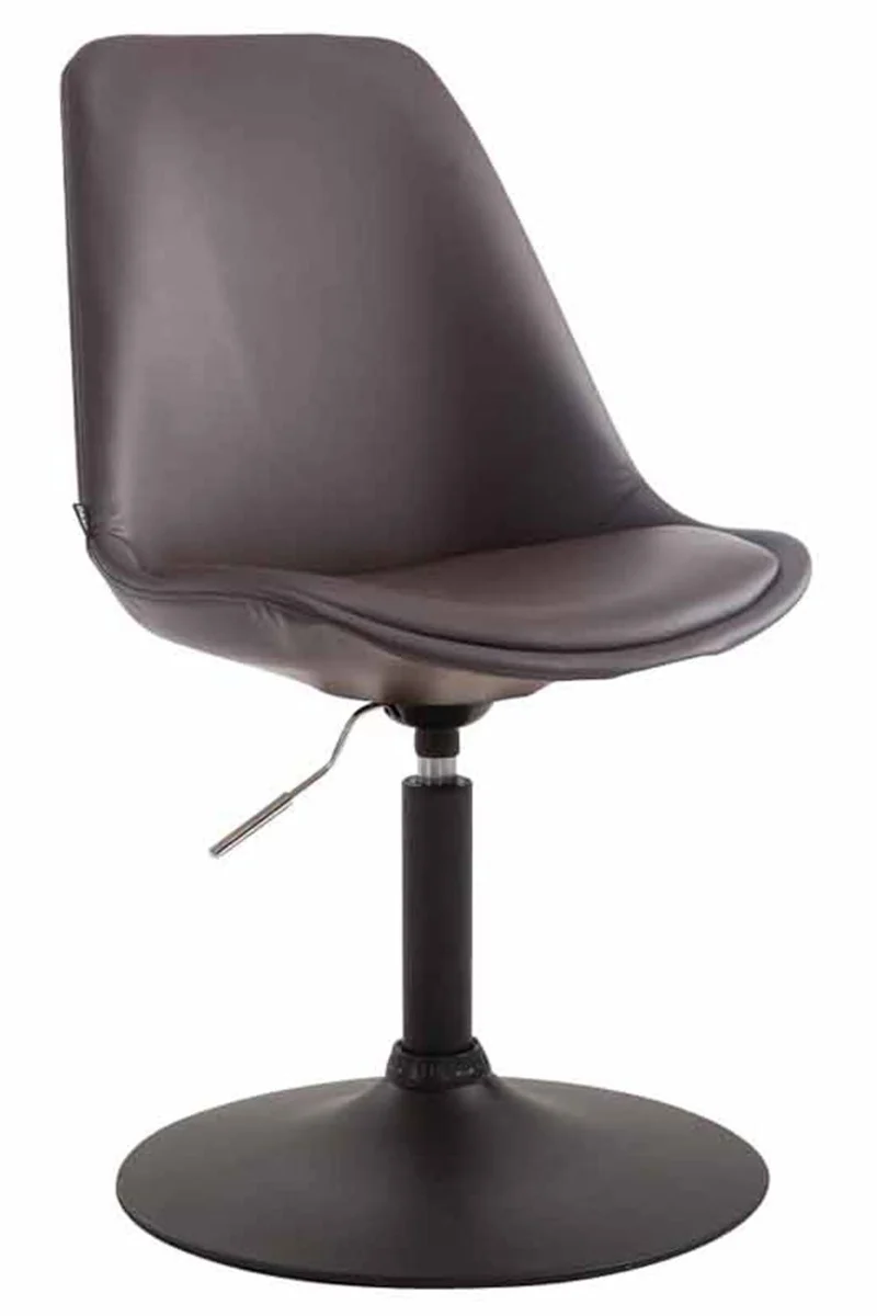 Lot de 4 chaises de salle à manger pivotante hauteur réglable en PVC marron et pied trompette métal noir 10_0001802