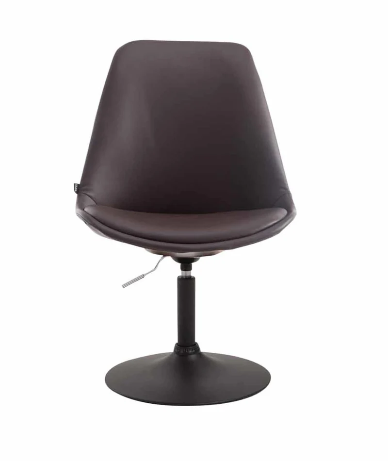 Lot de 4 chaises de salle à manger pivotante hauteur réglable en PVC marron et pied trompette métal noir 10_0001802