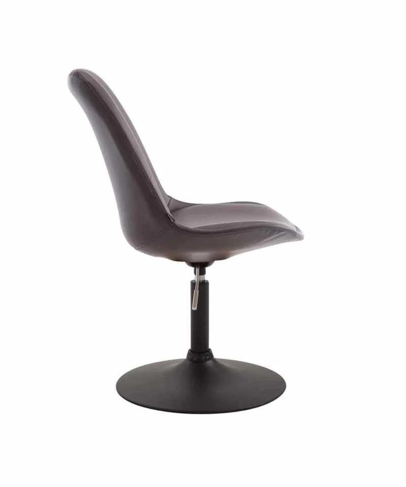 Lot de 4 chaises de salle à manger pivotante hauteur réglable en PVC marron et pied trompette métal noir 10_0001802