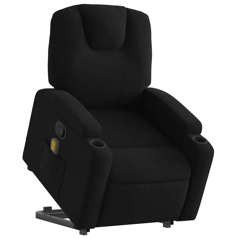 Fauteuil de relaxation TV fonction massage inclinable levage électrique en tissu noir DEC027048