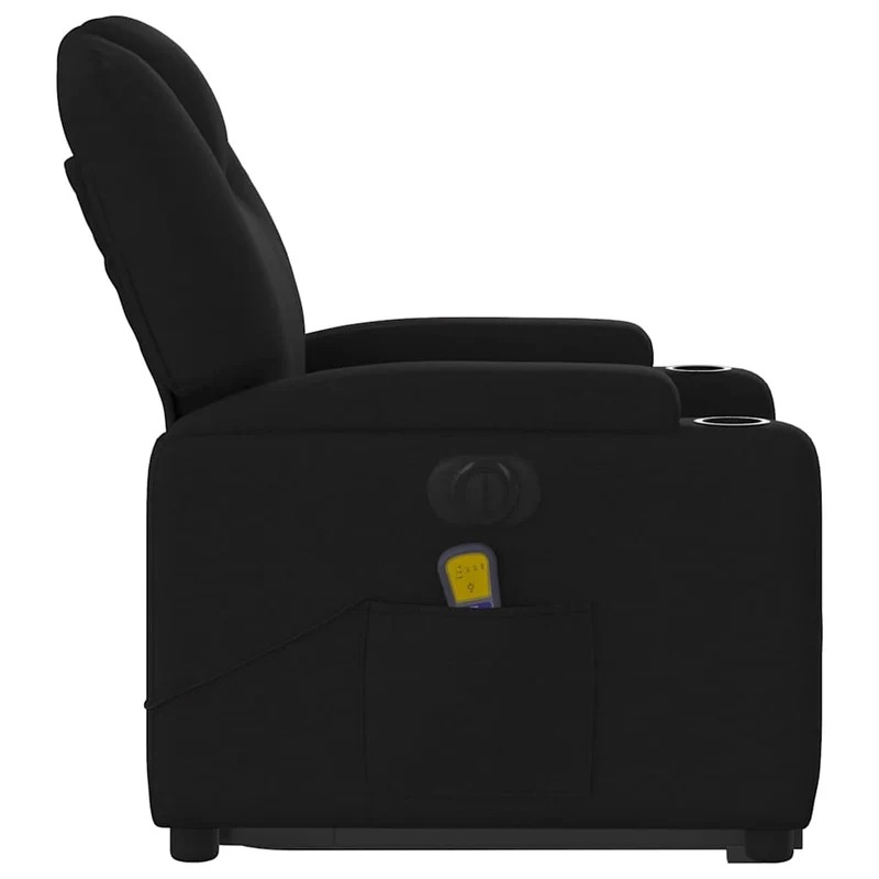 Fauteuil de relaxation fonction massage et inclinable fonction de levage électrique en tissu noir DEC027810