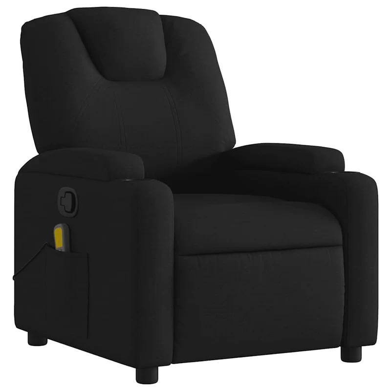 Fauteuil de relaxation TV fonction massage inclinable 6 points de massage en tissu noir DEC027043