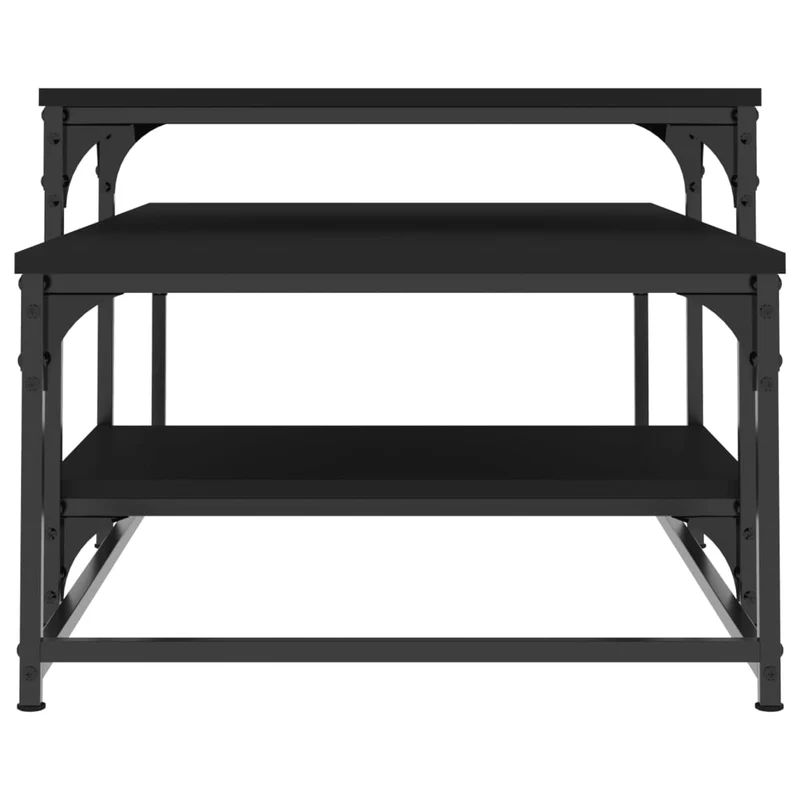 Table basse avec étagères design industriel 102 x 60 x 45 cm bois d'ingénierie noir et métal DEC039616