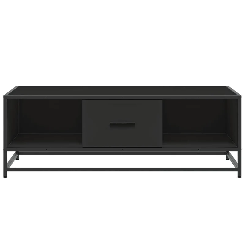 Table basse avec tiroir design moderne et contemporaine 100 x 57 x 35 cm bois d'ingénierie et métal noir DEC039579