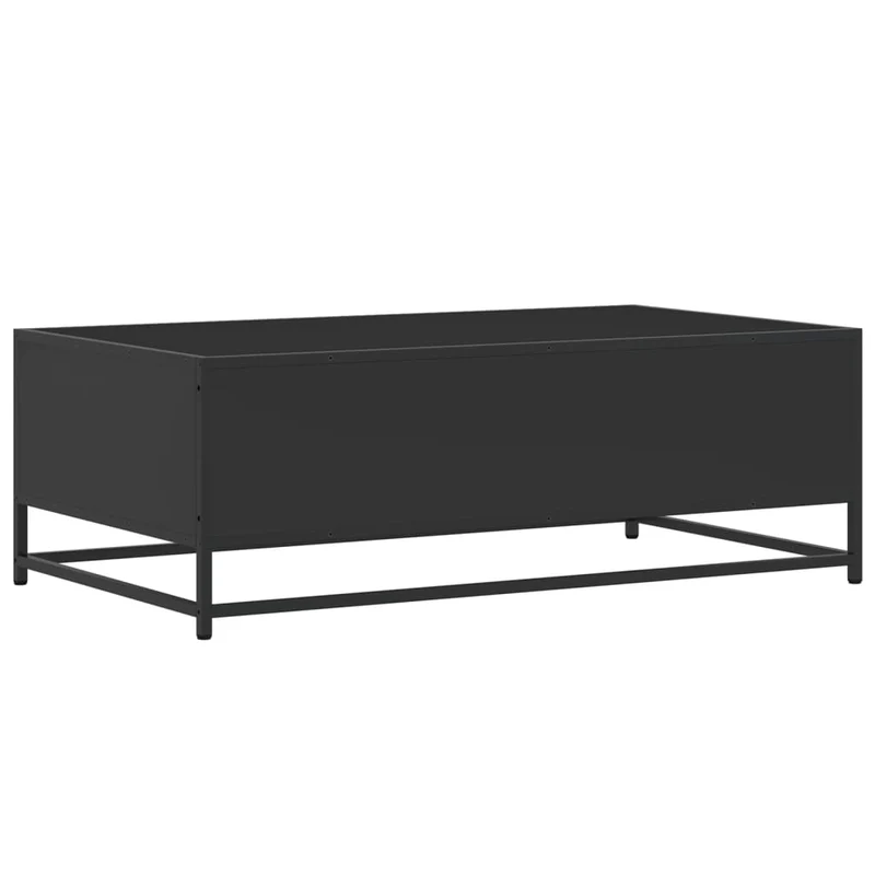 Table basse avec tiroir design moderne et contemporaine 100 x 57 x 35 cm bois d'ingénierie et métal noir DEC039579