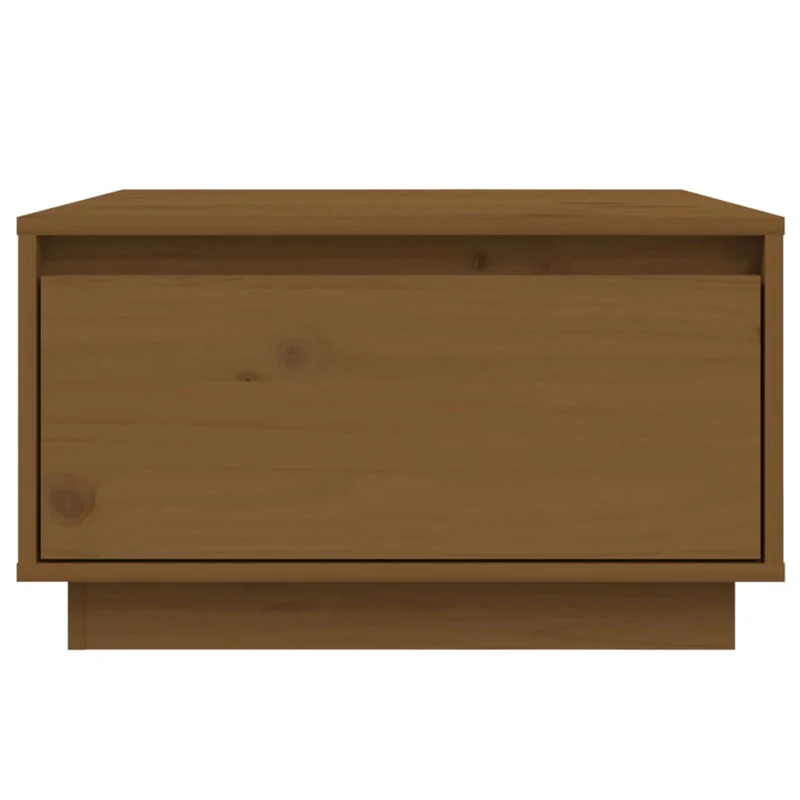 Table basse avec tiroir design intemporel 55 x 56 x 32 cm bois massif de pin couleur marron miel DEC039486