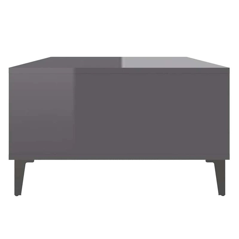 Table basse avec compartiment avec porte design moderne et contemporaine 103,5 x 60 x 35 cm bois d'ingénierie gris brillant DEC039214