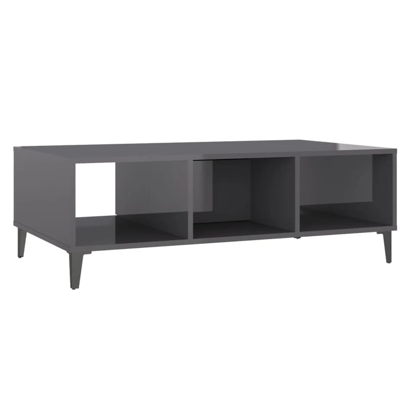 Table basse avec compartiment avec porte design moderne et contemporaine 103,5 x 60 x 35 cm bois d'ingénierie gris brillant DEC039214