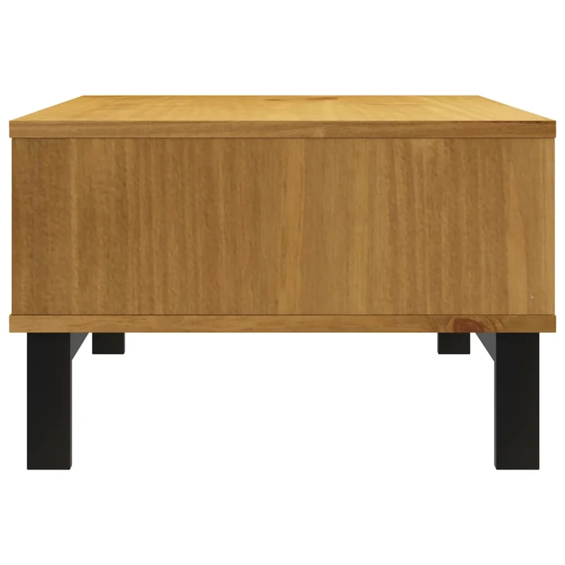 Table basse avec deux compartiments design moderne et contemporaine 100 x 50 x 32,5 cm bois de pin massif marron et noir DEC039134