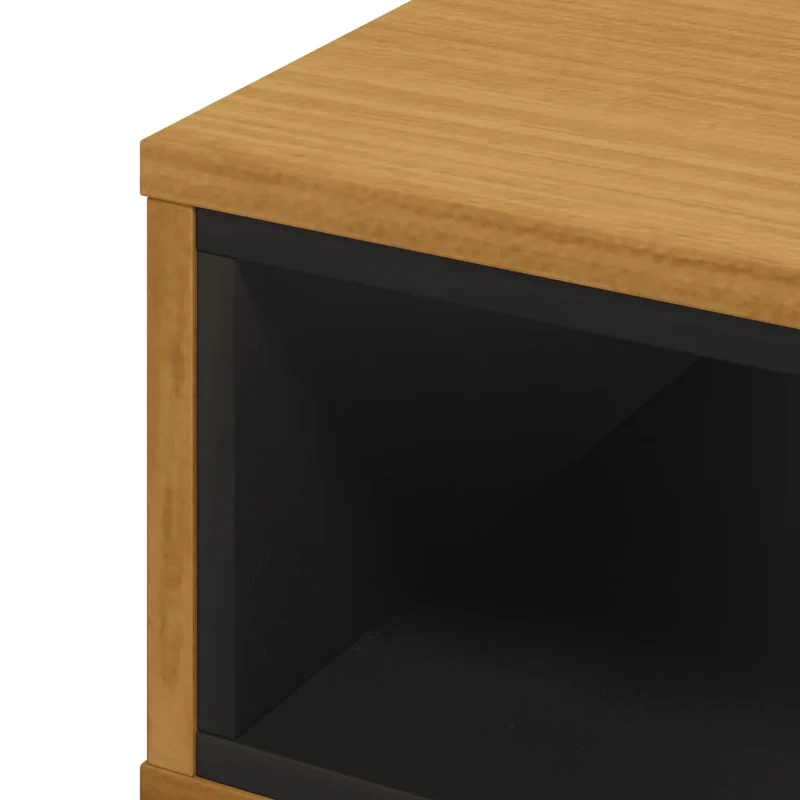 Table basse avec deux compartiments design moderne et contemporaine 100 x 50 x 32,5 cm bois de pin massif marron et noir DEC039134