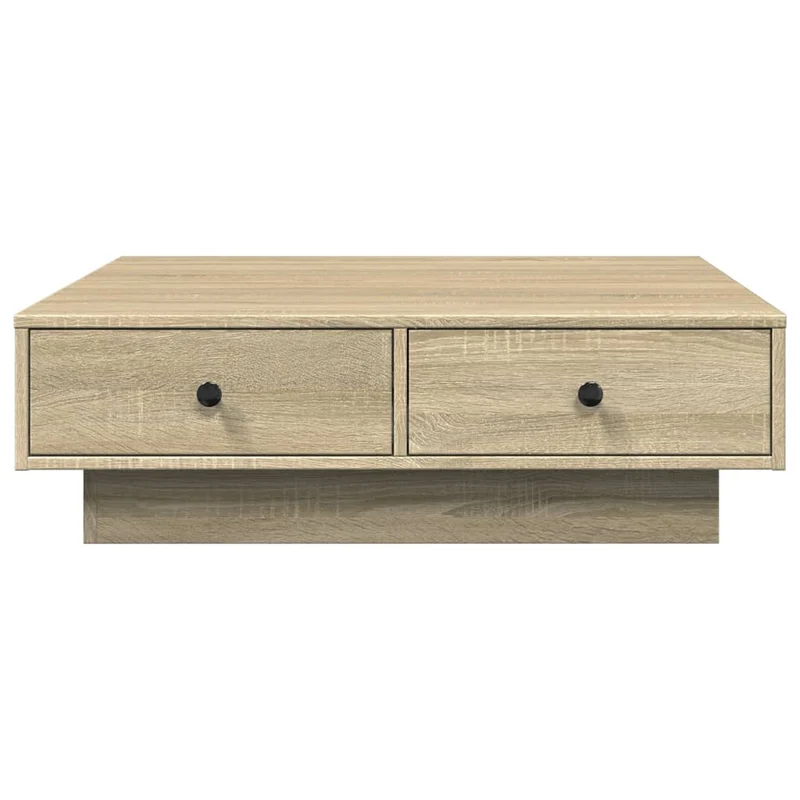 Table basse avec tiroirs design moderne et contemporaine 90 x 90 x 28 cm aggloméré couleur chêne DEC039076
