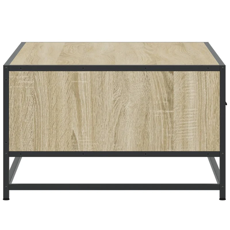 Table basse avec tiroir et compartiment ouvert design industriel 90 x 57 x 35 cm bois d'ingénierie couleur chêne et métal DEC039068