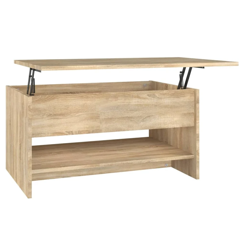 Table basse avec plateau relevable design intemporel 80 x 50 x 40 cm bois d'ingénierie couleur chêne DEC038999