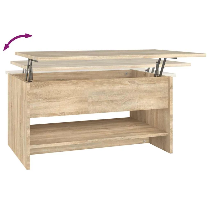 Table basse avec plateau relevable design intemporel 80 x 50 x 40 cm bois d'ingénierie couleur chêne DEC038999