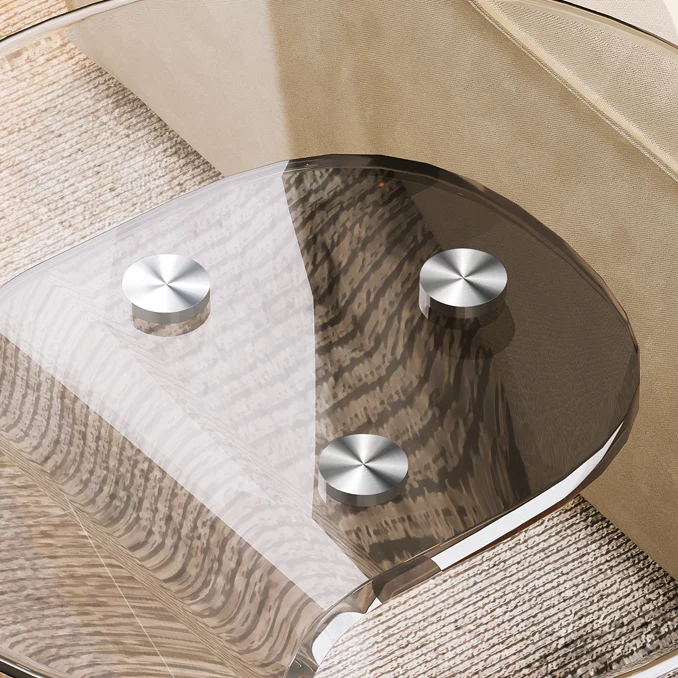 Contemporary Nordic Round Medium Density Fiberboard Glass Acrylic Microcrystalline Stone Carbon Steel Marble End Table 2 - Tier For Living Room