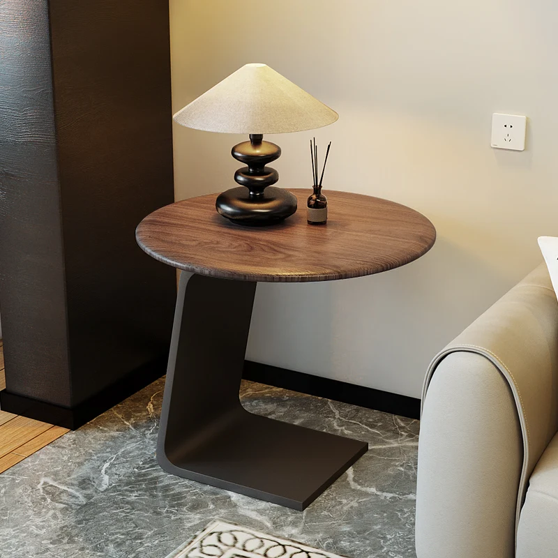 Contemporary Nordic Round Medium Density Fiberboard Glass Acrylic Microcrystalline Stone Carbon Steel Marble End Table 2 - Tier For Living Room
