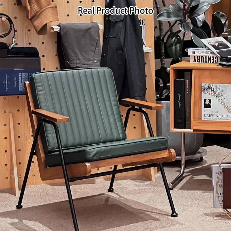 Contemporary Luxury Square Faux Leather Metal Legs Accent Chair Backrest Armrest For Living Room