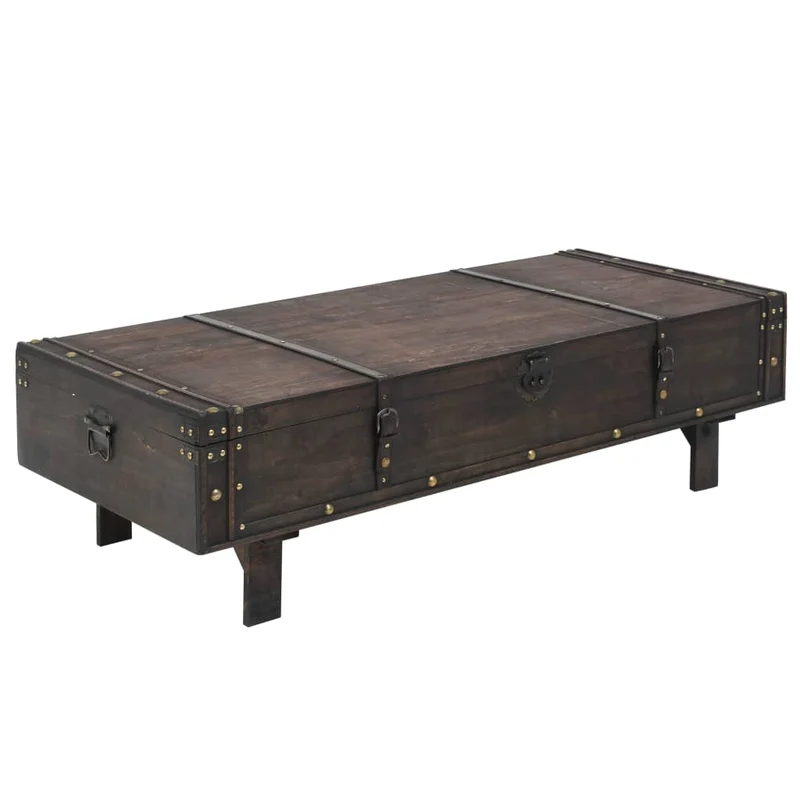 Table basse forme coffre design rusitque vintage 120 x 55 x 35 cm contreplaqué marron DEC039092