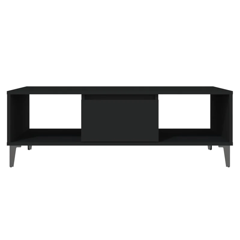 Table basse avec compartiment avec porte design moderne et contemporaine 103,5 x 60 x 35 cm bois d'ingénierie noir DEC039618