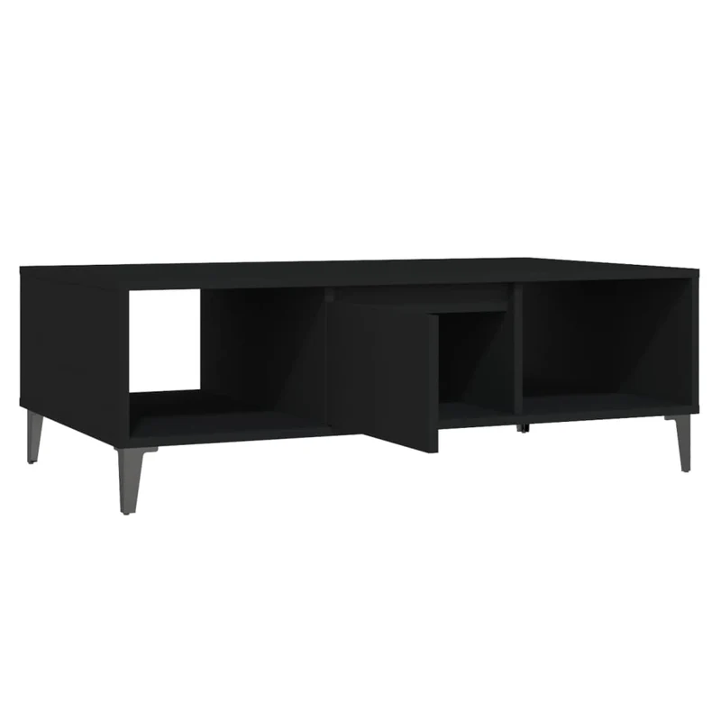 Table basse avec compartiment avec porte design moderne et contemporaine 103,5 x 60 x 35 cm bois d'ingénierie noir DEC039618