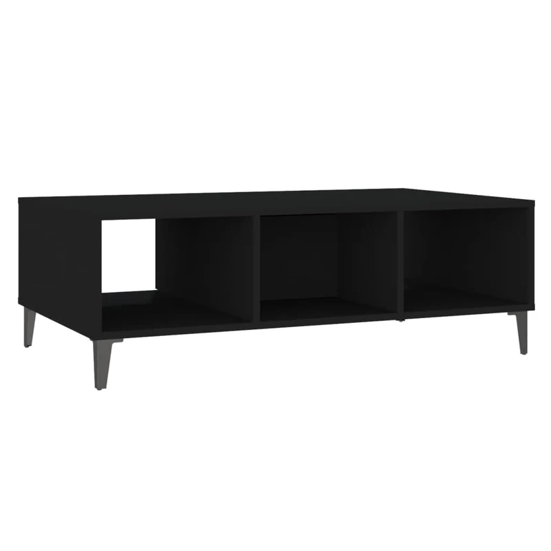 Table basse avec compartiment avec porte design moderne et contemporaine 103,5 x 60 x 35 cm bois d'ingénierie noir DEC039618
