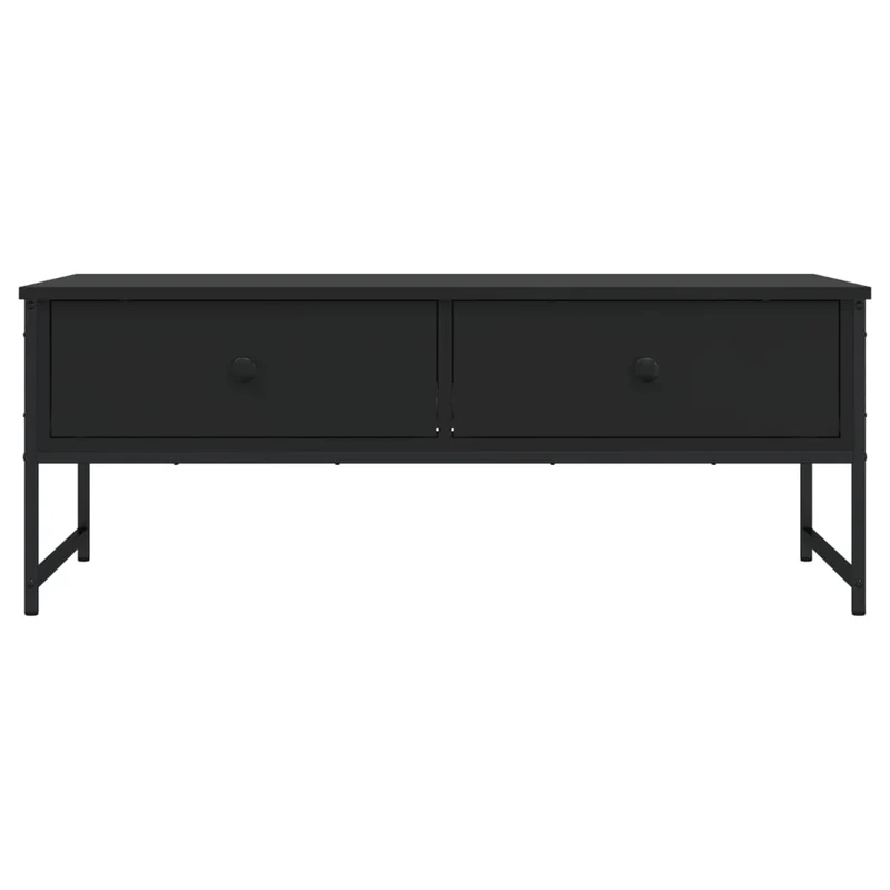 Table basse avec tiroirs design moderne et contemporaine 101 x 49 x 39,5 cm bois d'ingénierie noir et métal DEC039582