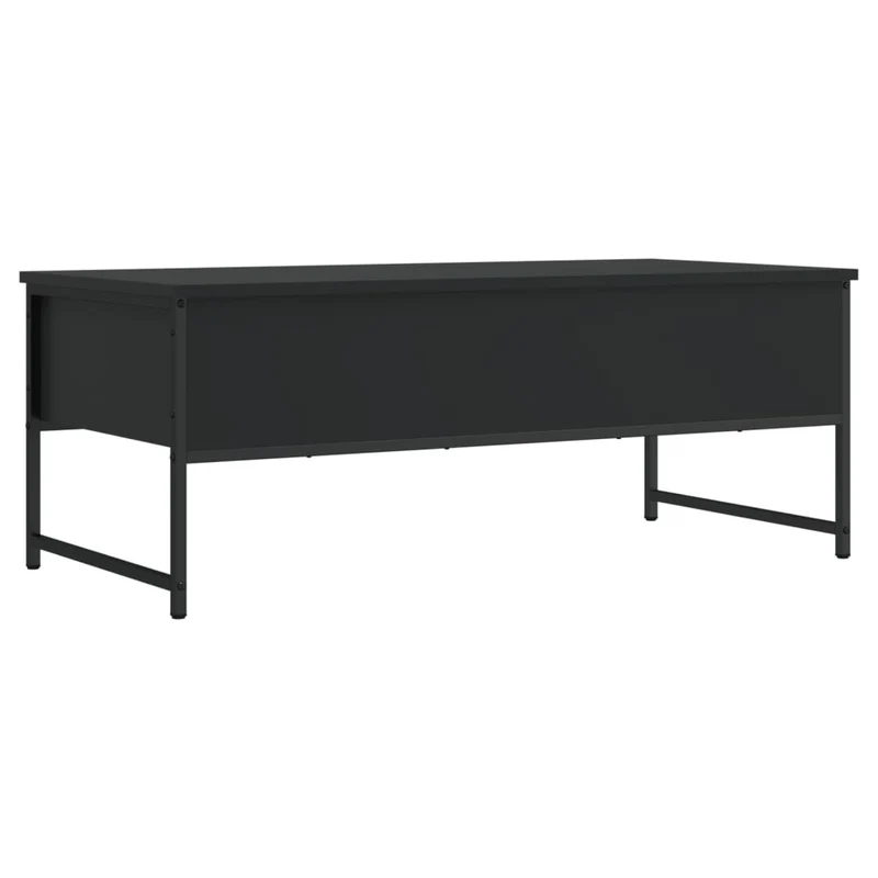 Table basse avec tiroirs design moderne et contemporaine 101 x 49 x 39,5 cm bois d'ingénierie noir et métal DEC039582
