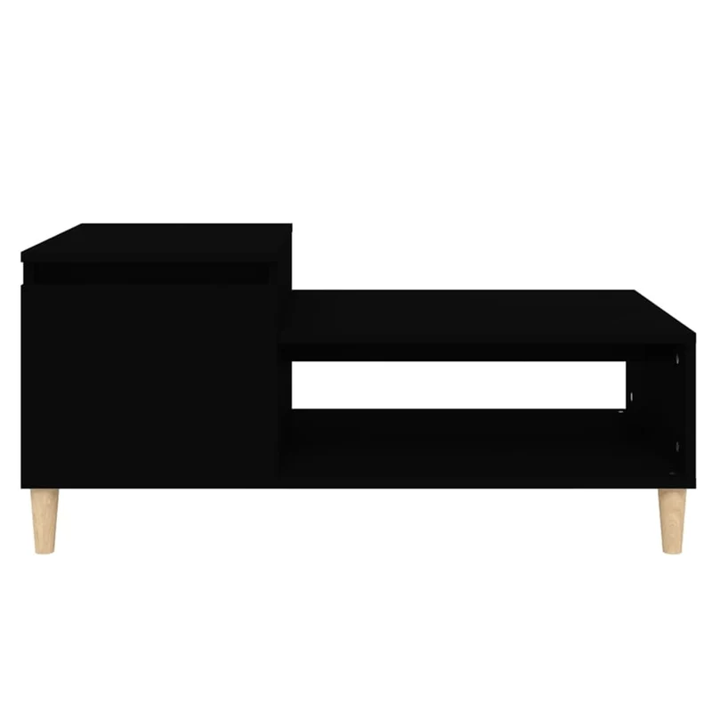 Table basse avec compartiment et étagère design moderne et contemporaine 100 x 50 x 45 cm bois d'ingénierie noir DEC039560