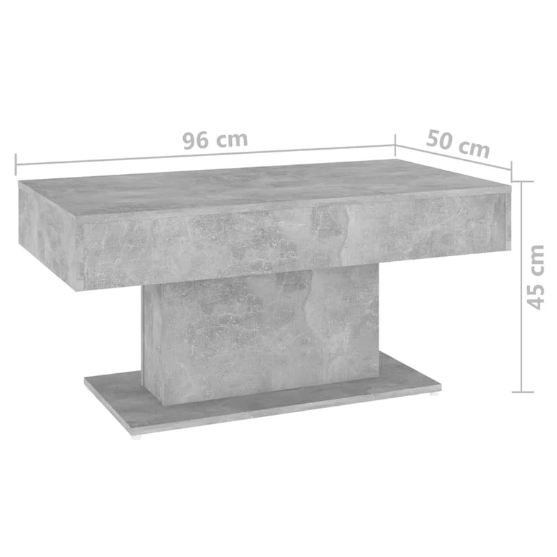 Table basse design moderne et contemporaine 96 x 50 x 45 cm bois d'ingénierie gris DEC039408