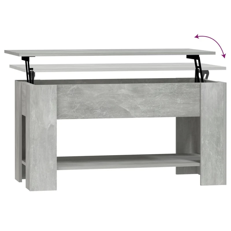 Table basse plateau relevable design moderne et contemporaine 101 x 49 x 52 cm bois d'ingénierie gris DEC039241