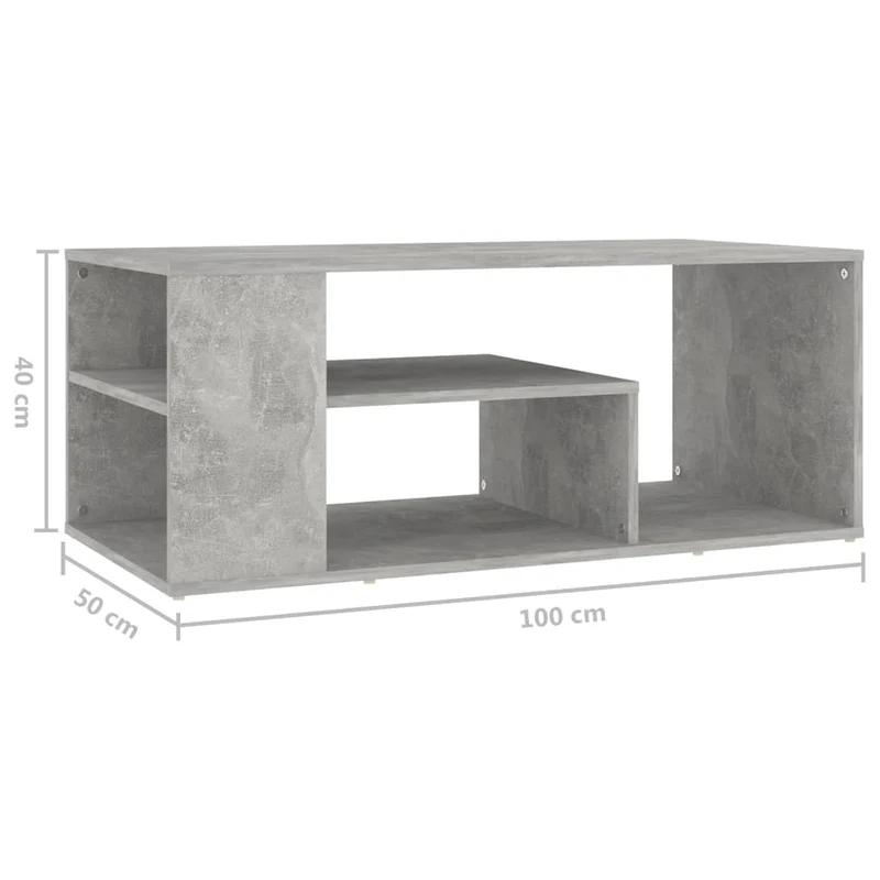 Table basse avec étagères design moderne et contemporaine 100 x 50 x 40 cm bois d'ingénierie gris DEC039231
