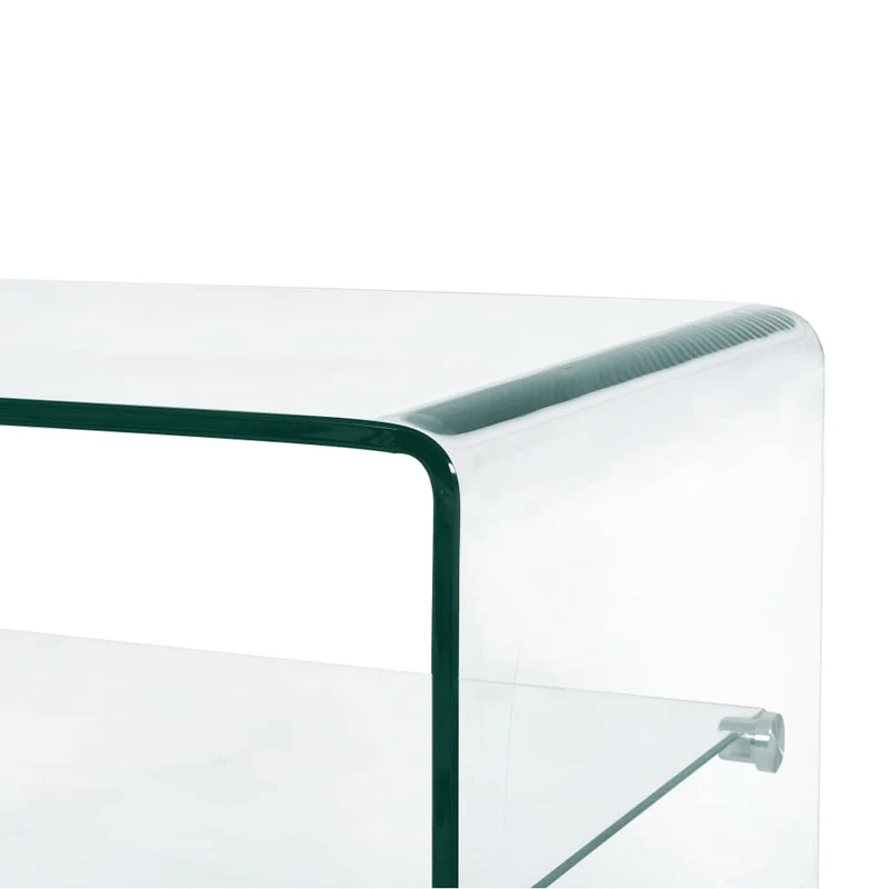 Table basse avec étagère design moderne et contemporaine 50 x 45 x 33 cm Verre trempé Transparent DEC039087