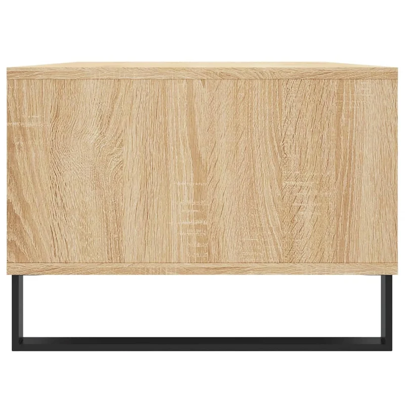Table basse 2 compartiments et tiroir design moderne et contemporaine 90 x 50 x 36,5 cm bois d'ingénierie couleur chêne et métal DEC039038