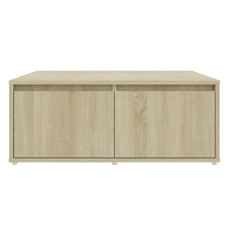 Table basse avec compartiments de rangement design moderne et contemporaine 80 x 80 x 31 cm bois d'ingénierie couleur chêne DEC039004
