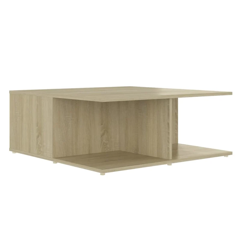 Table basse avec compartiments de rangement design moderne et contemporaine 80 x 80 x 31 cm bois d'ingénierie couleur chêne DEC039004