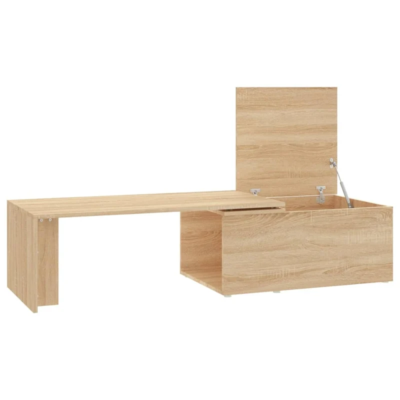 Table basse avec compartiment de rangement design moderne et contemporaine 150 x 50 x 35 cm bois d’ingénierie marron DEC038927