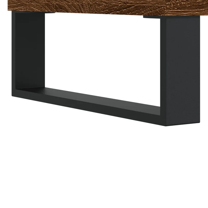 Table basse avec tiroir et deux compartiments ouverts design moderne et contemporaine 90 x 50 x 36,5 cm bois d'ingénierie marron et métal DEC038794