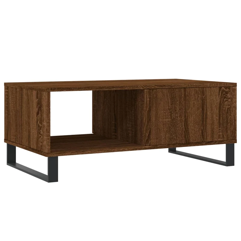 Table basse avec tiroir design moderne et contemporaine 90 x 50 x 36,5 cm bois d'ingénierie marron et métal DEC038792