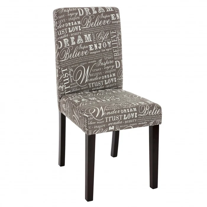 Lot de 2 chaises de salle à manger en tissu imprimé gris pieds foncés CDS04020