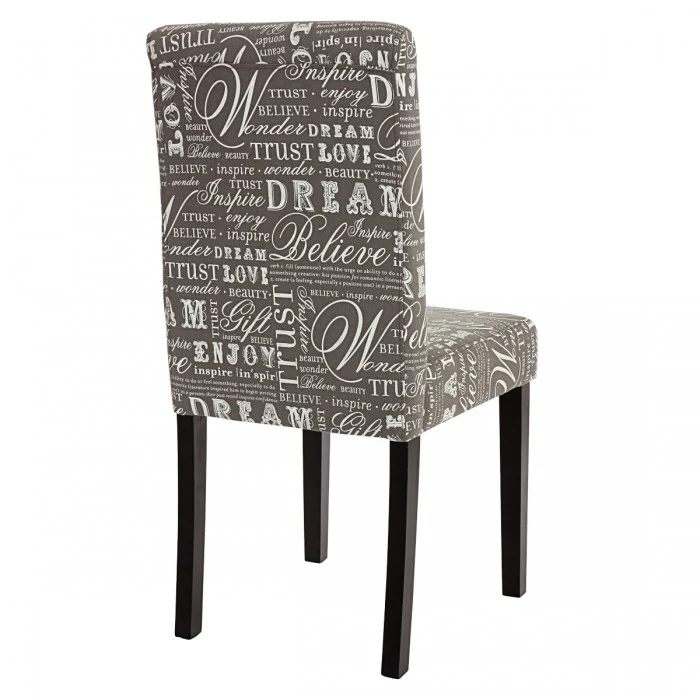 Lot de 2 chaises de salle à manger en tissu imprimé gris pieds foncés CDS04020