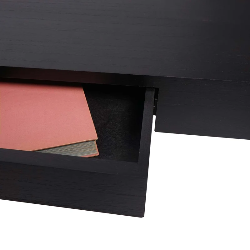 Étagère murale étagère suspendue avec tiroir en bois massif 8x80x25cm noir 04_0005152