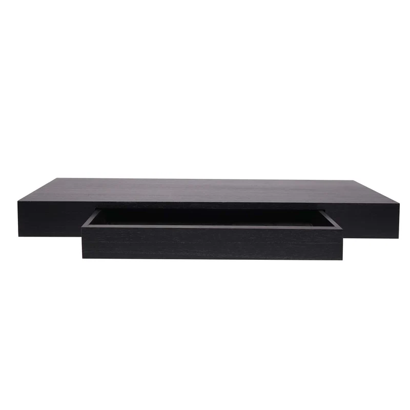 Étagère murale étagère suspendue avec tiroir en bois massif 8x80x25cm noir 04_0005152