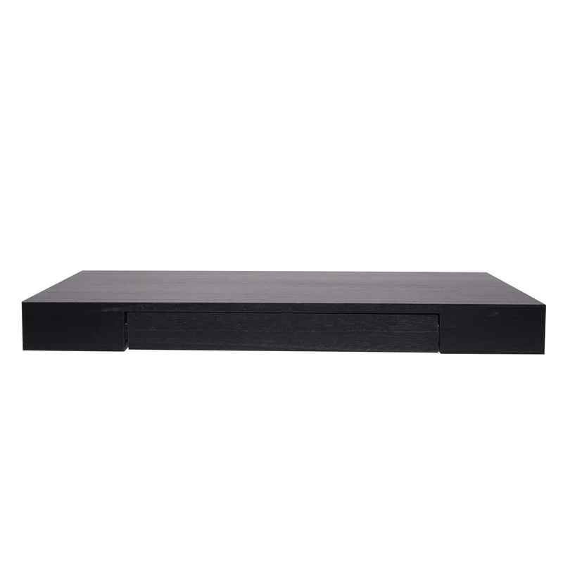 Étagère murale étagère suspendue avec tiroir en bois massif 8x80x25cm noir 04_0005152